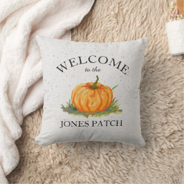 Välkomna till vår Pumpkin Patch Namnteckning Kudde