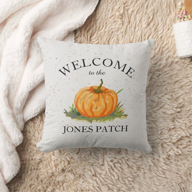 Välkomna till vår Pumpkin Patch Namnteckning Kudde (Filt)