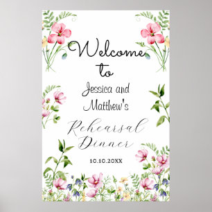 Välkomna till våra "Rehearsal Dinner Wildblommor" Poster