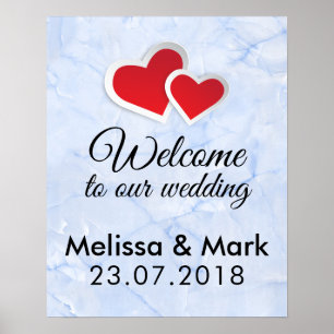 Välkomna till våra rödhjärtan Bröllop 2 Poster