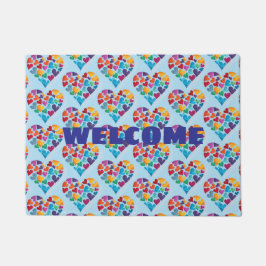 Välkomna till vårt hem med färgstarka hjärtan, dör