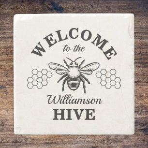 Välkomna till vårt hive Monogram Stenunderlägg