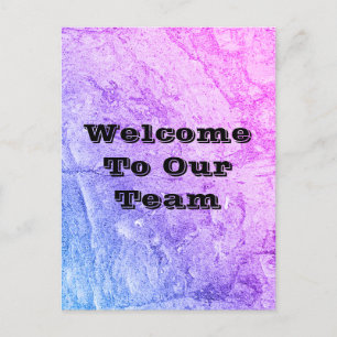 Välkomna till vårt team Marblodig Blue Rosa Office Vykort