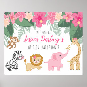 Välkomna till vild en Safari/Girl Jungle BABY-dusc Poster