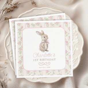 Välkomna till Vintage Rabbit Bunny Birthday Pappersservett