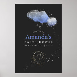 Välkomna till Watercolor Stars Night Himlar Boy Ba Poster