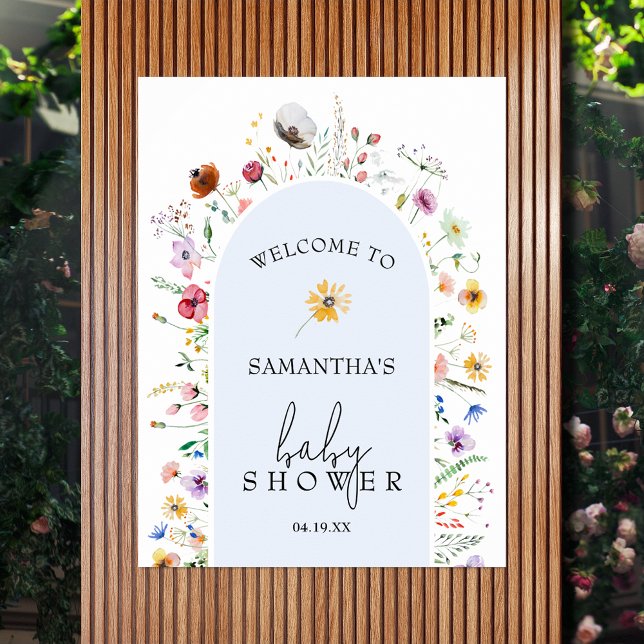 Välkomna till WildblommBoy Baby Shower Poster (Wildflower blue boy baby shower welcome poster - INSTANT DOWNLOAD and/or PRINTED)