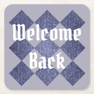 Välkomna tillbaka Business Mosaic Blue Diamond Emp Underlägg Papper Kvadrat