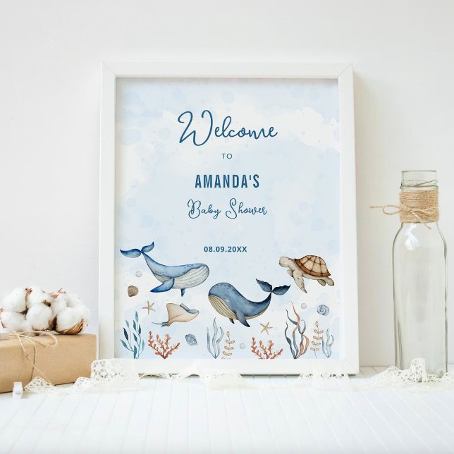 Välkomna under Sea Blue Baby Shower Poster (Skapare uppladdad)
