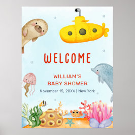 Välkomna under Sea Nautical Marine Baby Shower Poster