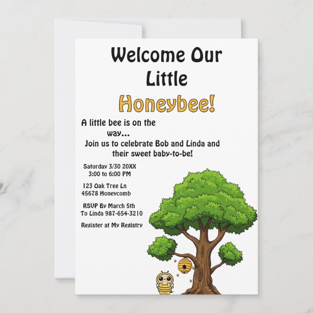 Välkomna vår lilla honeybee Baby Shower-inbjudan Inbjudningar (Framsida)