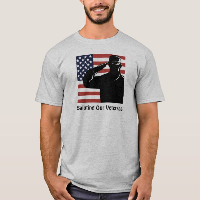 Välkomna vår veteransoldat och amerikanska Flagga T Shirt (Framsida)