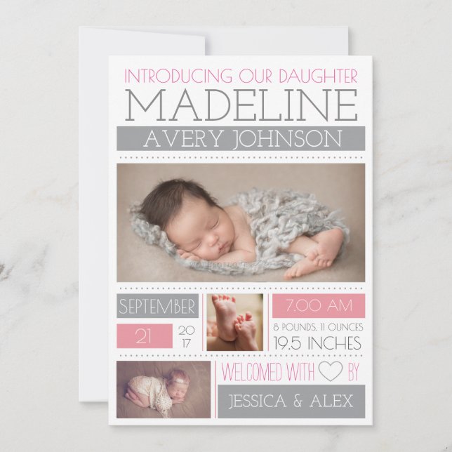 Välkomnad undra tillkännagivande för födelse meddelande (Framsida)