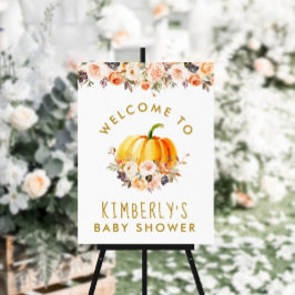 välkomnande av babydusch i guld poster