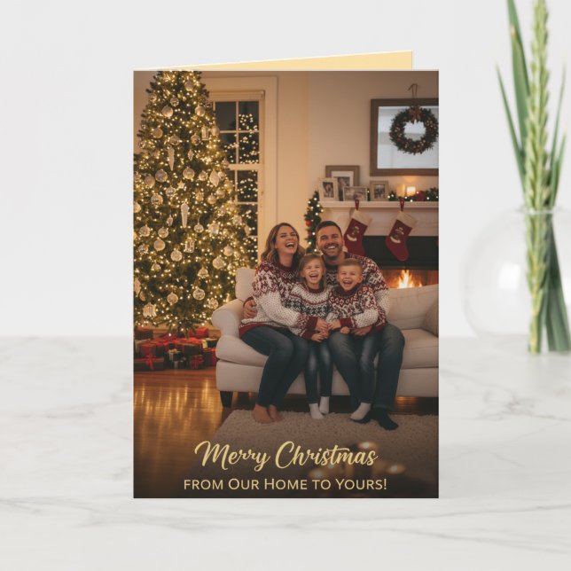 Välkomnande familje julhälsning kort (Framsida)