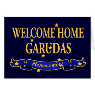 Välkomnande hem- Garudas Hälsningskort