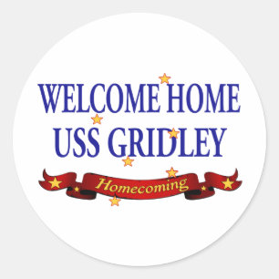 Välkomnande hem- USS Gridely Runt Klistermärke