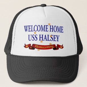 Välkomnande hem- USS Halsey Truckerkeps
