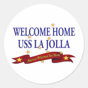 Välkomnande hem- USS La Jolla Runt Klistermärke