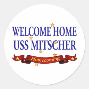 Välkomnande hem- USS Mitscher Runt Klistermärke