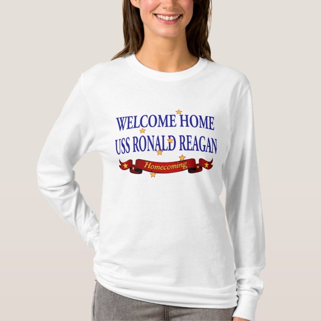Välkomnande hem- USS Ronald Reagan T Shirt (Framsida)