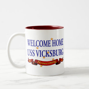 Välkomnande hem- USS Vicksburg Två-Tonad Mugg