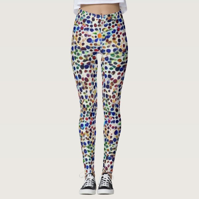 välkomnande kallkolorfulvibrant doodlkonst mönster leggings (Framsida)