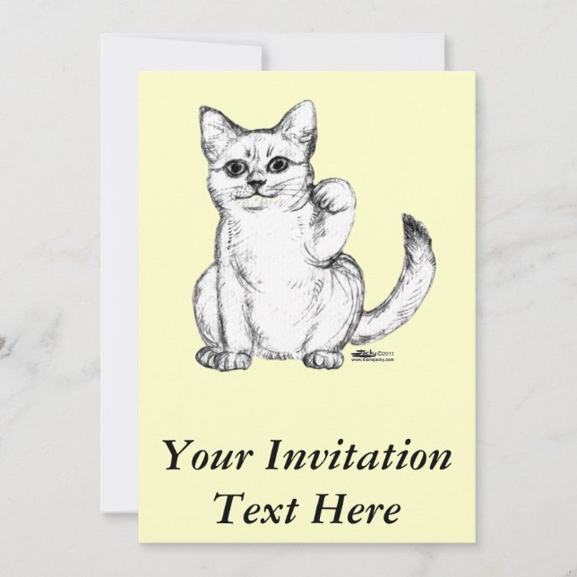 Välkomnande Kitty Cat Maneki Neko Inbjudningar (Framsida)
