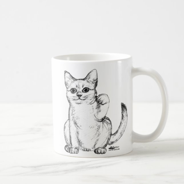 Välkomnande Kitty Cat Maneki Neko Kaffemugg (Höger)