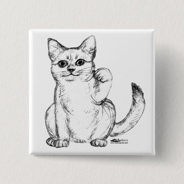 Välkomnande Kitty Cat Maneki Neko Knapp (Framsida)