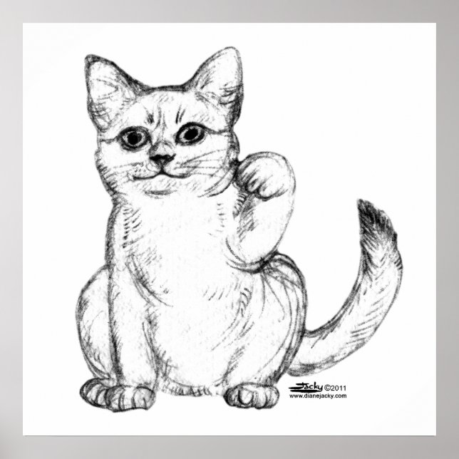 Välkomnande Kitty Cat Maneki Neko Poster (Framsidan)