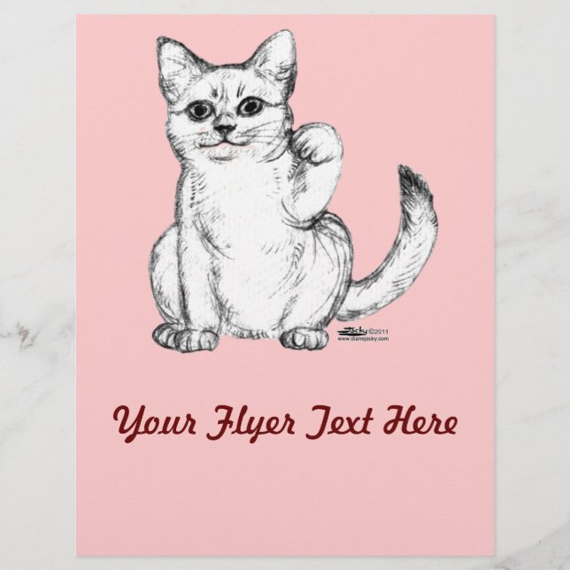 Välkomnande Kitty Cat Maneki Neko Reklamblad (Framsidan)