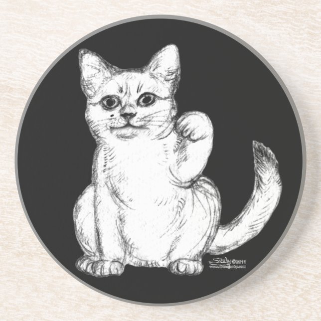 Välkomnande Kitty Cat Maneki Neko Underlägg (Framsidan)