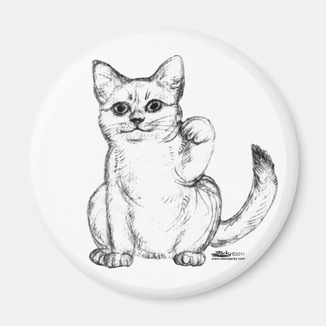 Välkomnande Kitty Katt Maneki Neko Magnet (Framsidan)