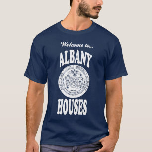 Välkomnande till Albany hus - vittryck Tee Shirt