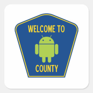 Välkomnande till Androidlänet (kryp Droid Fyrkantigt Klistermärke