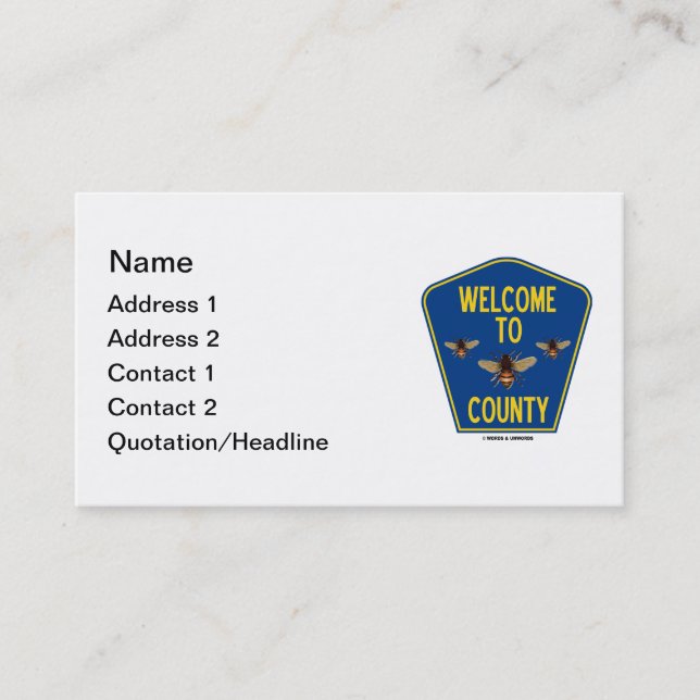 Välkomnande till bilänet (tre bin undertecknar), visitkort (Framsida)