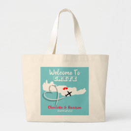 Välkomnande till Crete destinationsbröllop Jumbo Tygkasse