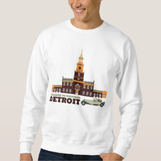 Välkomnande till Detroit. Michigan - färglogotyp Lång Ärmad Tröja