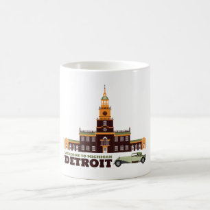 Välkomnande till Detroit. Michigan - färglogotyp Magisk Mugg