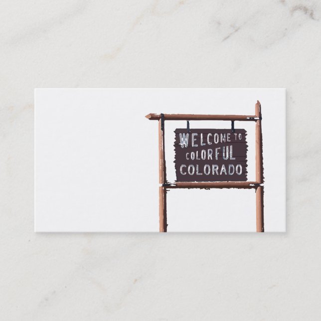 välkomnande till färgrika colorado visitkort (Framsida)
