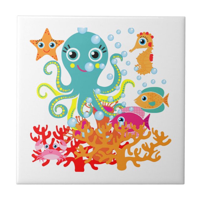 Välkomnande till hav kakelplatta (Framsidan)