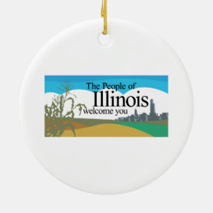 Välkomnande till Illinois - USA vägmärket Julgransprydnad Keramik