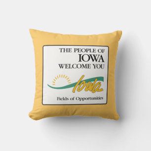 Välkomnande till Iowa - USA vägmärket Kudde