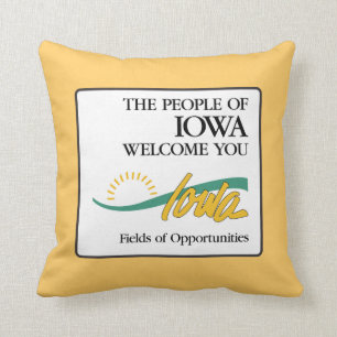 Välkomnande till Iowa - USA vägmärket Kudde