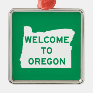 Välkomnande till Oregon - USA vägmärket Julgransprydnad Metall