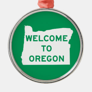 Välkomnande till Oregon - USA vägmärket Julgransprydnad Metall