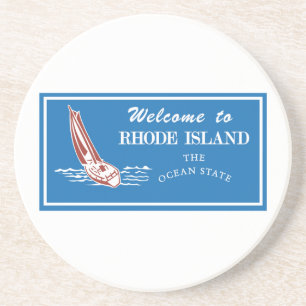 Välkomnande till Rhode - ön - USA vägmärke Underlägg Sandsten