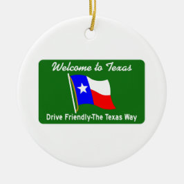 Välkomnande till Texas - USA vägmärket Julgransprydnad Keramik