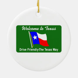 Välkomnande till Texas - USA vägmärket Julgransprydnad Keramik